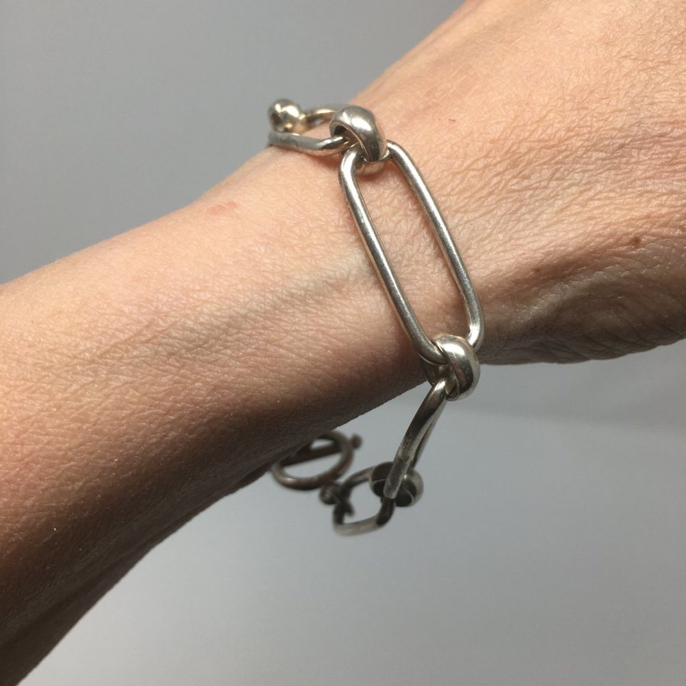 Sterling Silver Rectangular Oval Chain Link Toggl… - image 8